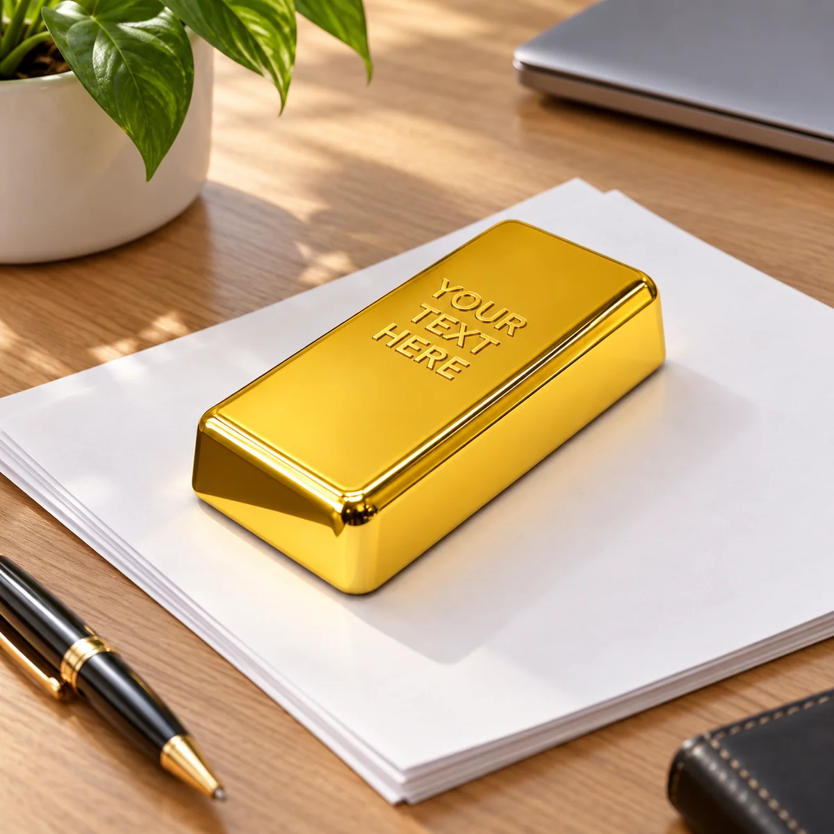 Gold Tone Bar Paper Weight - view 3